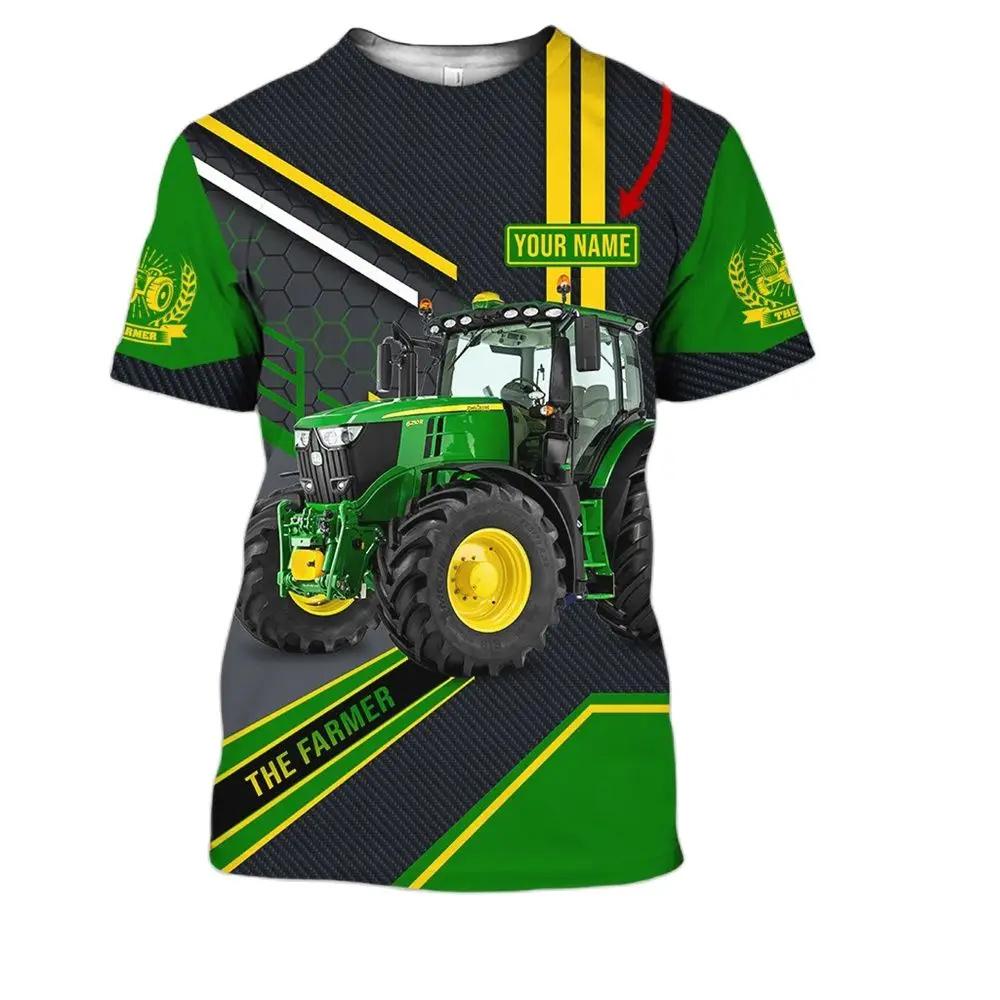 3D Tractor Printing Men's T-shirts Summer Trend Farmer Uniform Fashion Harajuku Oversized T-shirt Leisure Round Neck Blouse Tops