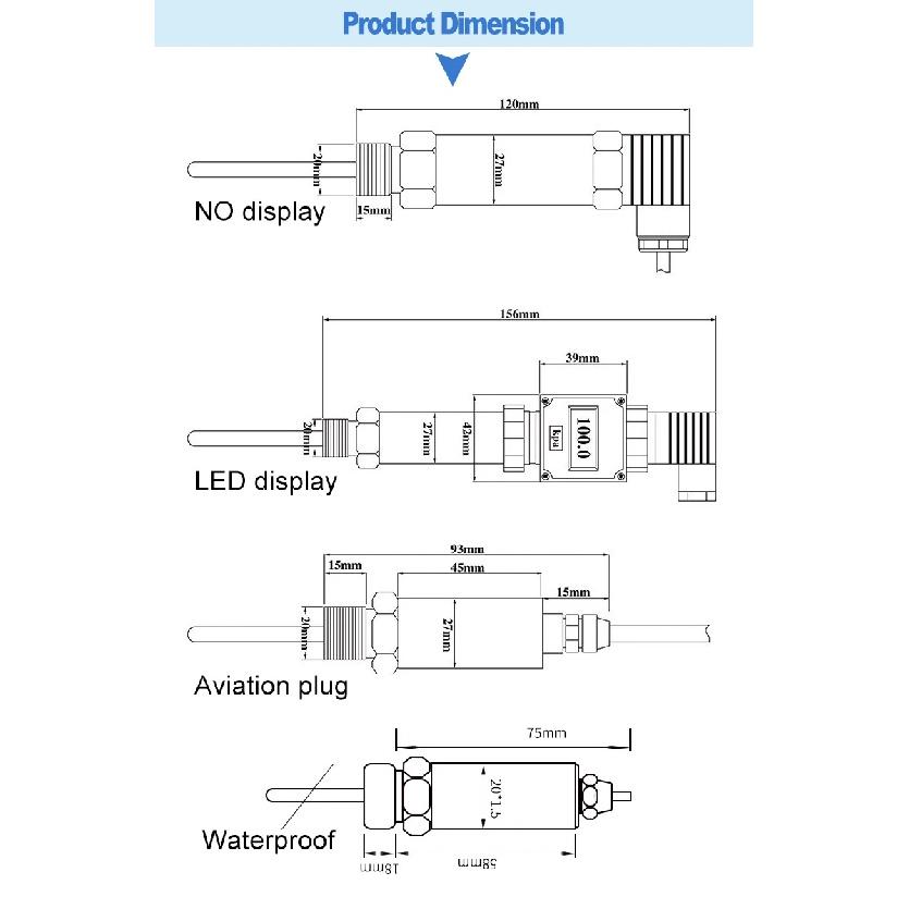 PT100 Temperatursensor -50-200C zu RS485 4-20mA 0-10V 0-5V Temperaturumwandler 0-100C 304SS Sonde DC24V PT100 Sensor