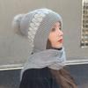 Women's Korean-Style Velvet Knit Hat & Scarf Set - Warm, Versatile, with Ear Protection for Autumn and Winter.