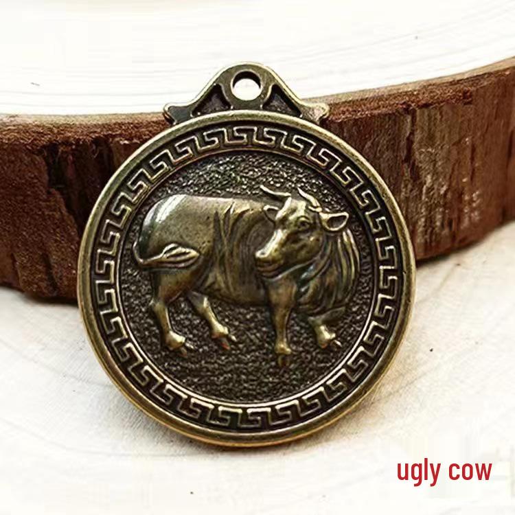 Solid Brass Zodiac Sign Fu Pendant Keychain Charm