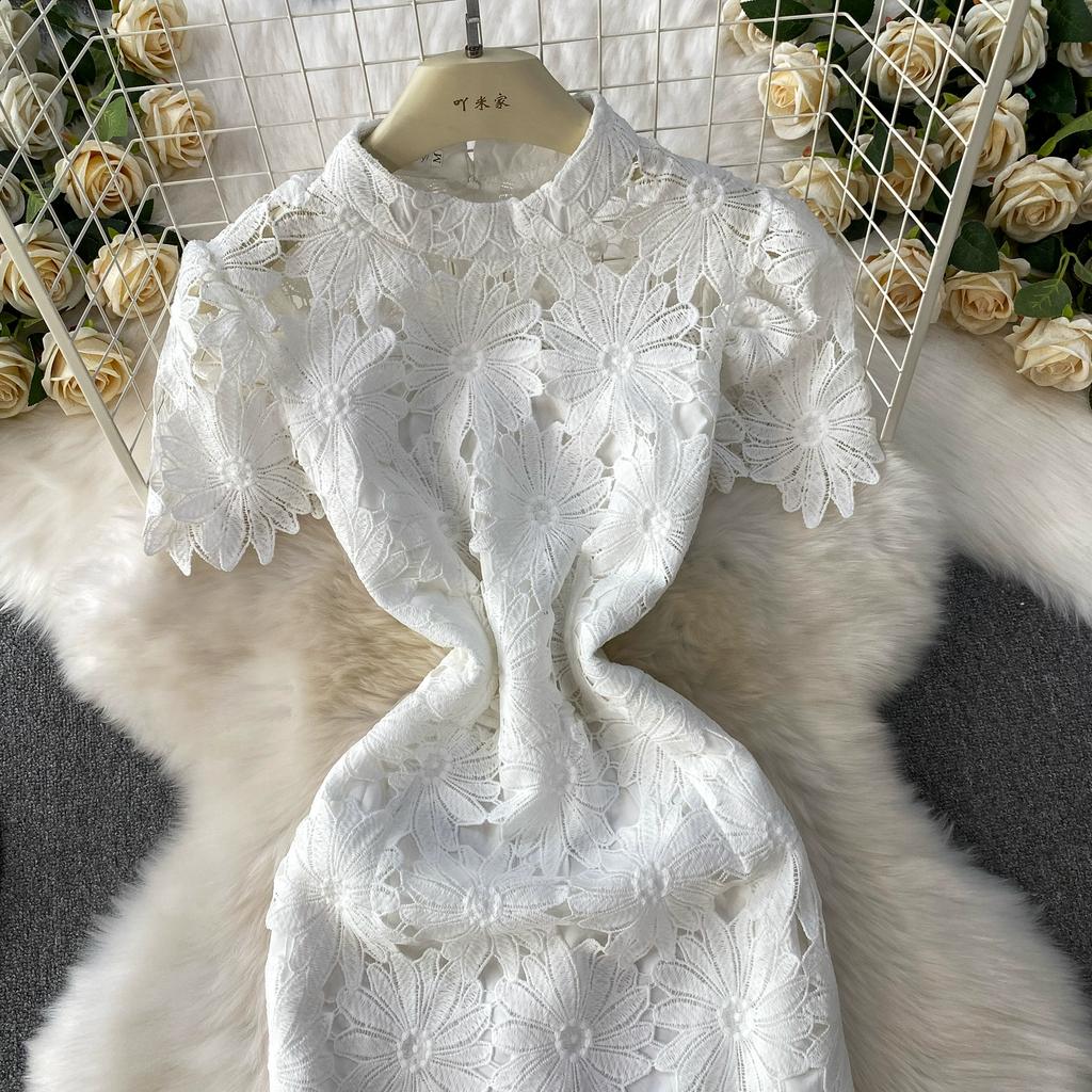 Summer Women Elegant Luxury Embroidery Flower Lace Slim Bodycon Long Maxi Party Fishtail Dresses for Girl Graduation