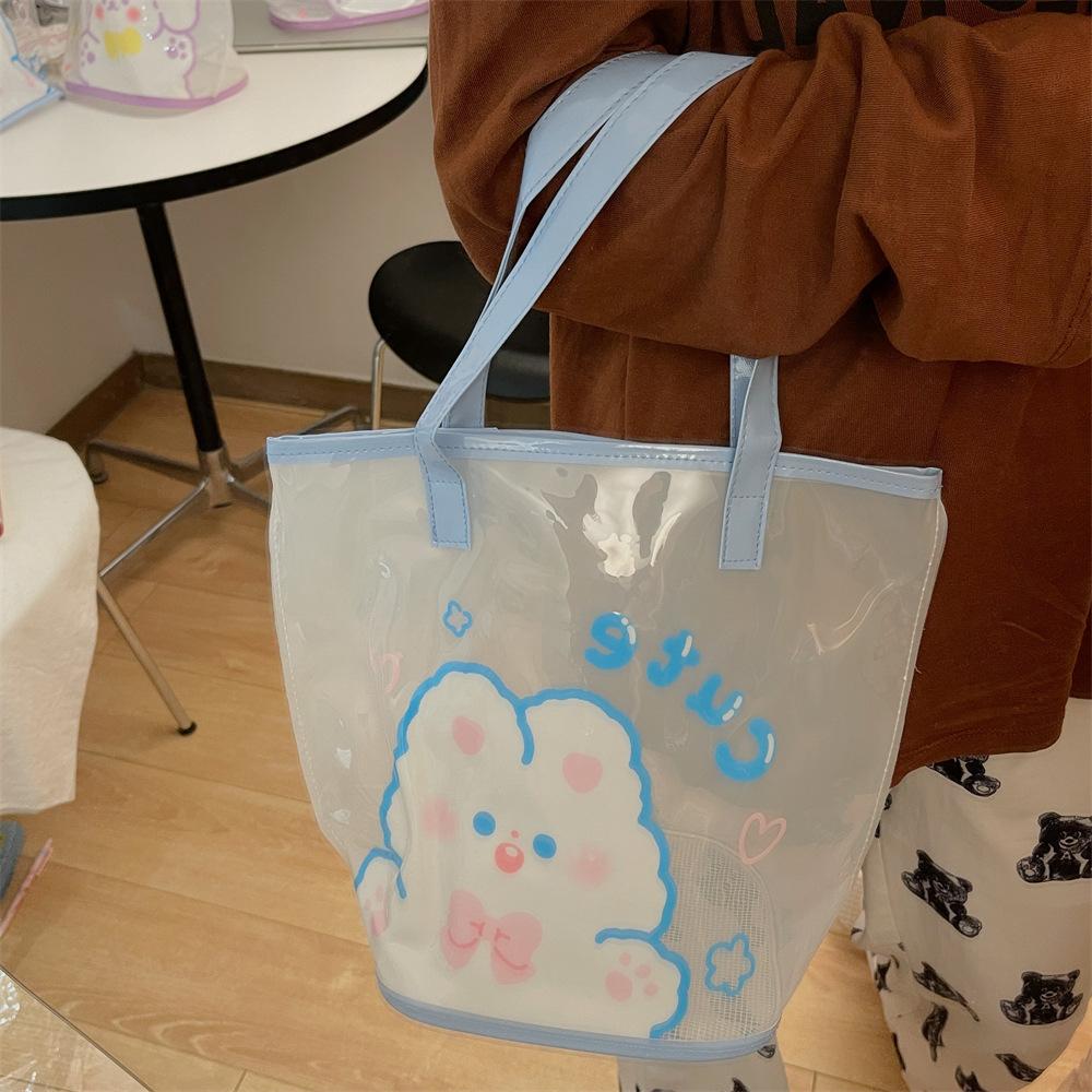 24 Cute Handbags Cartoon Simple Beach Bag Transparent Girl Heart Jelly Bag