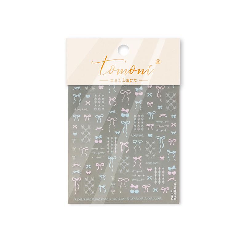 Tomoni Thin & Tough Japanese Nail Stickers - Hot-Selling Phone Case Accessories with Pink & Blue Bow Nail Art