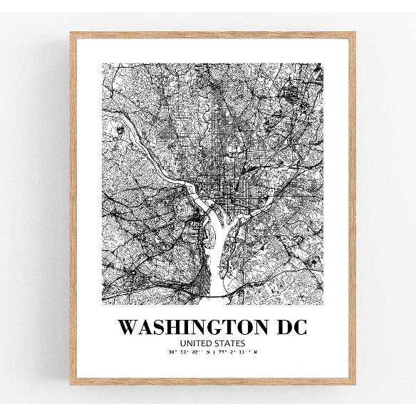 Eleville 8X10 Unframed Washington DC United States City View Abstract Road Modern Map Art Print Poster Wall Office Home Decor Minimalist Line Art