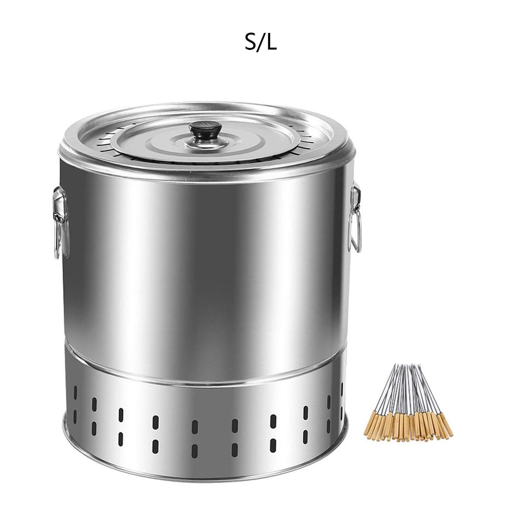 BBQ Grill Bucket Uniform Heat Smokeless for Grilling Backpacking Camping