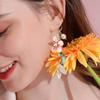 Elegant Petal Leaf Earrings Stylish Ear Hooks Featuring Natural Beauty Design for Fashionable Women in Resin Material