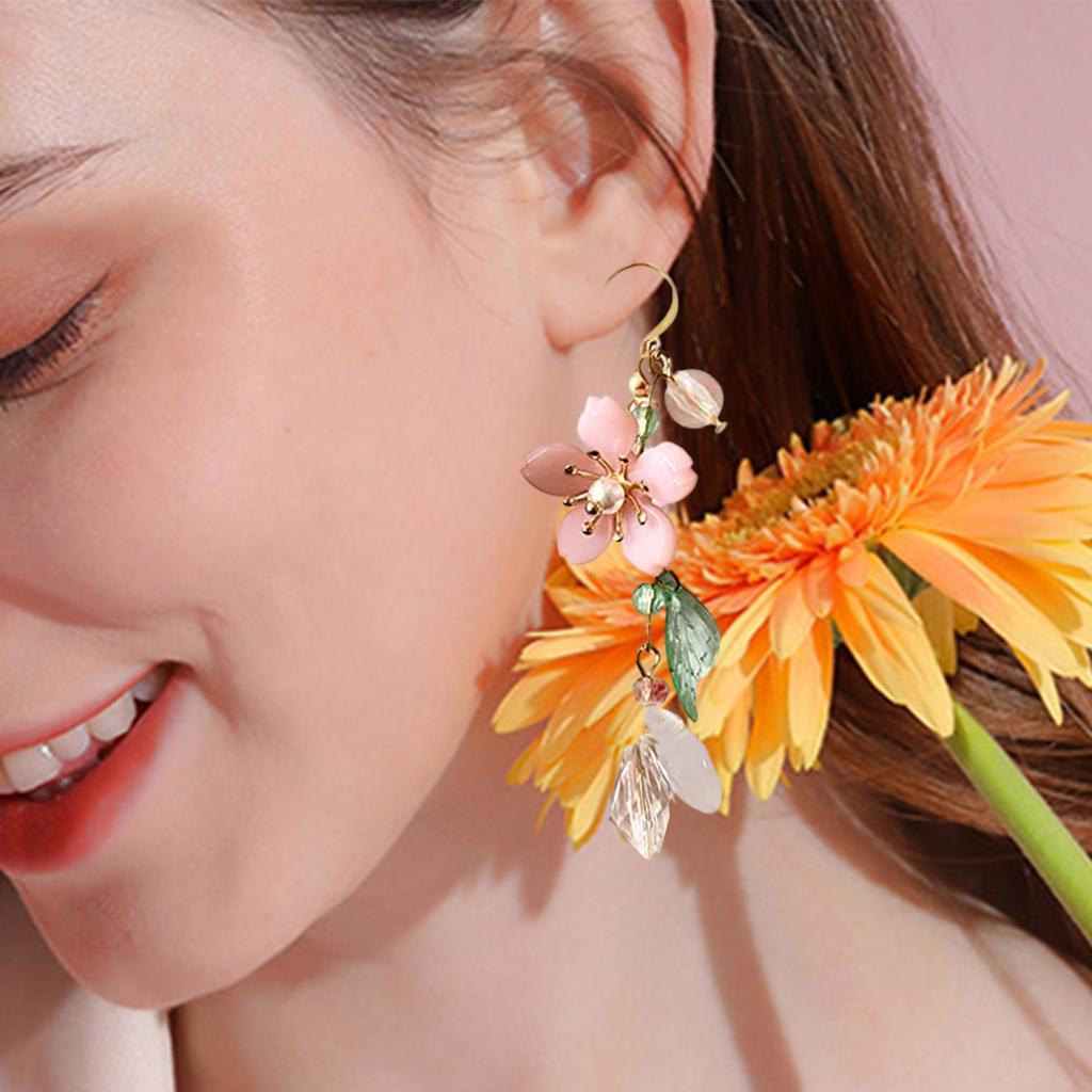 Boucles d'oreilles élégantes Pétale Feuille Crochets d'oreilles stylés Design Beauté Naturelle pour Femmes à la Mode en Résine