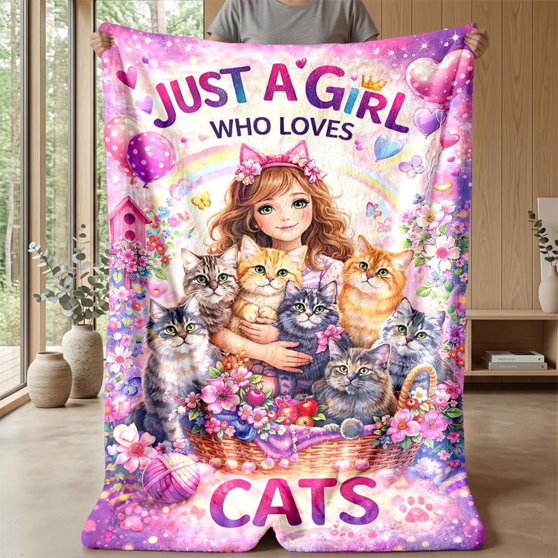 I Love Cats Poster Theme blanket Lightweight Warm Flannel Blanket Decorative Throw Blanket for Home Decoration