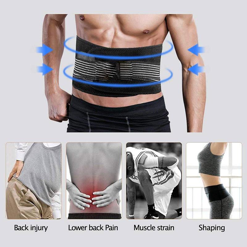 Adjustable Deluxe Neoprene Double Pull Lumbar Lower Back Support Brace Exercise Belt Pain Relief