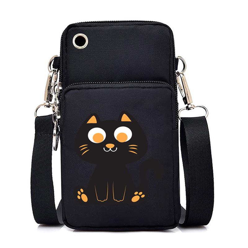 Ženy Mini taška na mobil Kreslená dýně Cat Crossbody Kabelky Halloween Muži Tote Peněženka Peněženka Taška přes rameno Kabelky pro teenagery