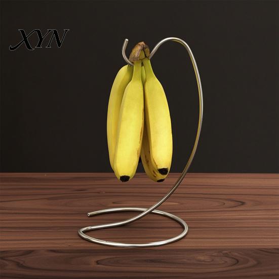 Fruit Hook Holder Banana Hanger, Stainless Steel with Stand, Keep Kitchen Countertop Organizer Bananas Free Longer, Space-Saving Rack for Space-saving