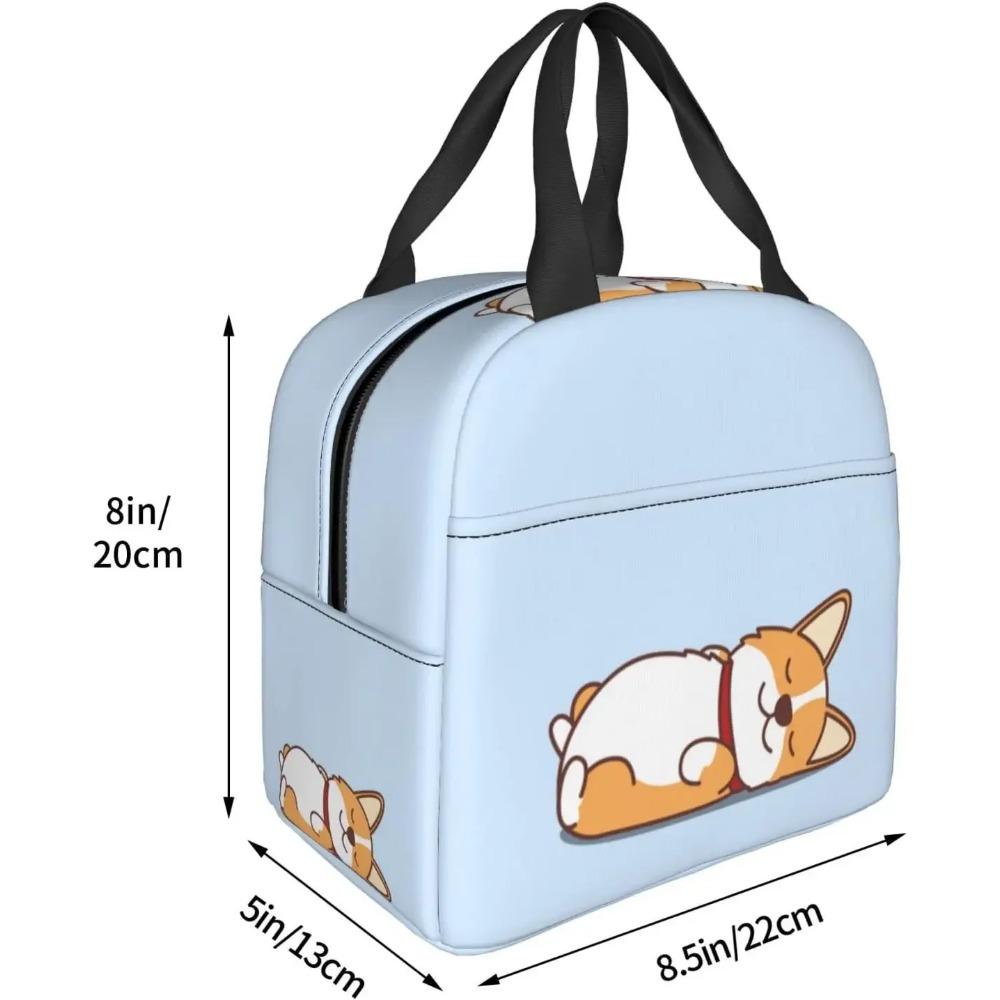 Cute Welsh Corgi Puppy Lying on Back Insulated Lunch Box Reusable Lunch Bags Meal Portable Container Tote for Travel Work Picnic