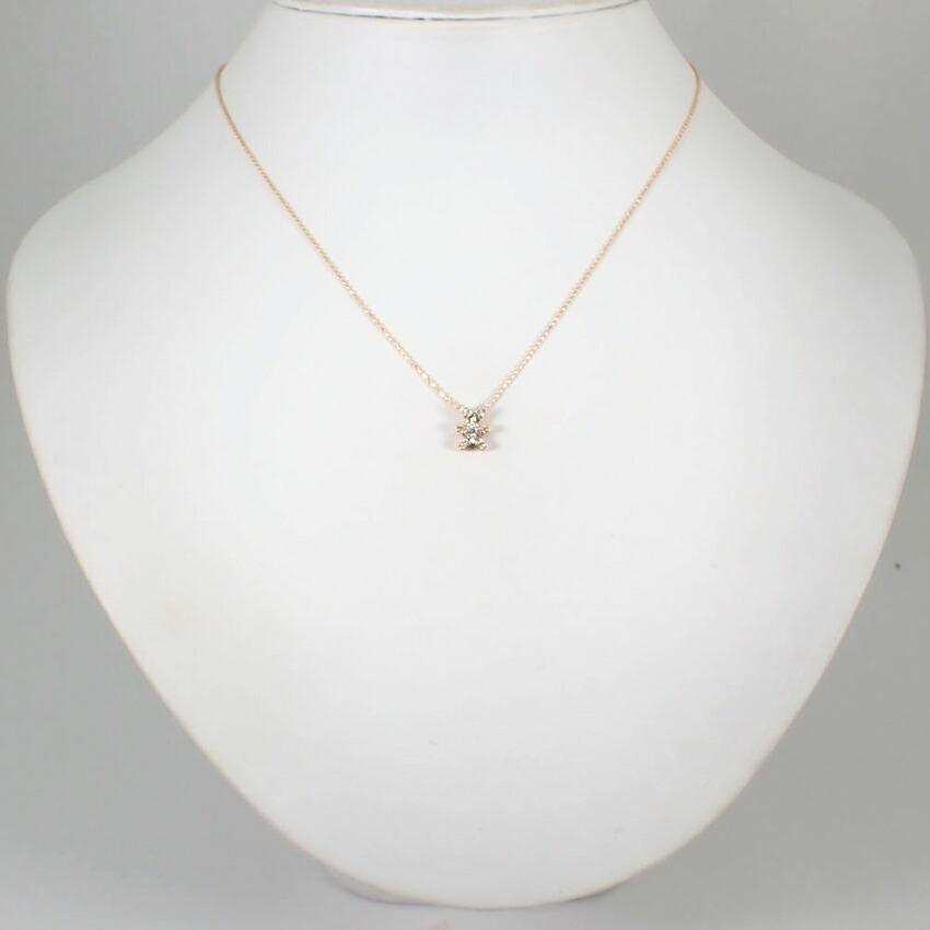 [Used] K14PG Diamond/0.34ct Necklace/Pendant/g512-35