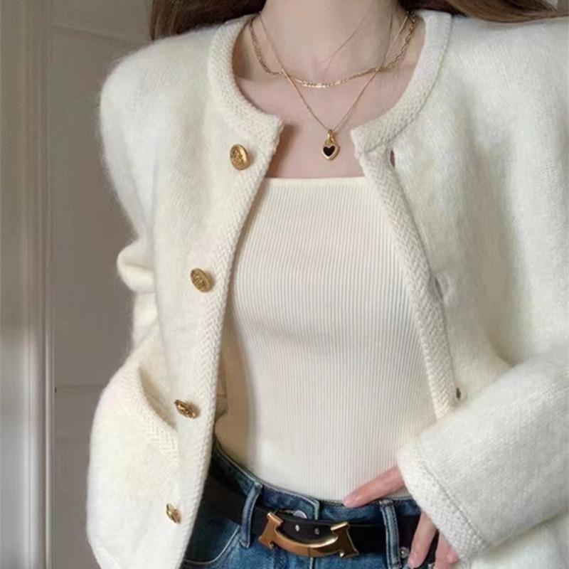 Temperament Mohair Sweater Jacket Women's Early Autumn New Knitted Cardigan High-end Outer Top
