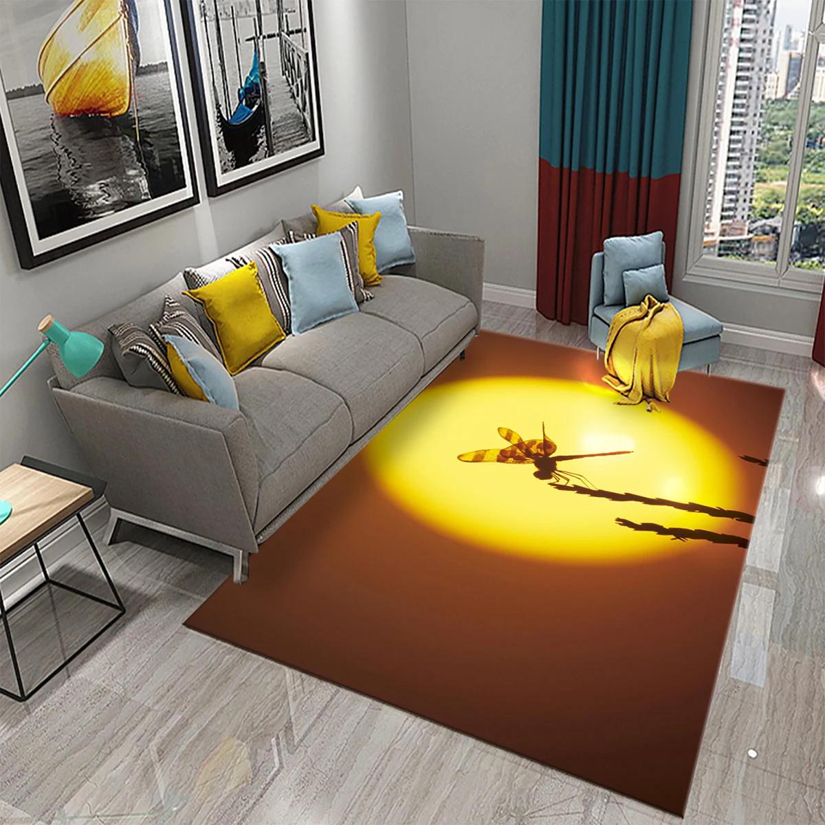 

3D Dragonfly Carpet Pretty Flying Animal Rugs Bathroom Kitchen Doormat Non Slip Mats Bedroom Living Room Decor Porch Rugs Gifts 40x60cm 16x24 inch