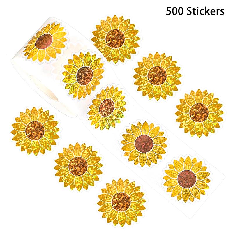 500Pcs Glittering Flower Sticker Party Gift Wrapping Label Sticker Children Reward Stickers Scrapbook Stationery