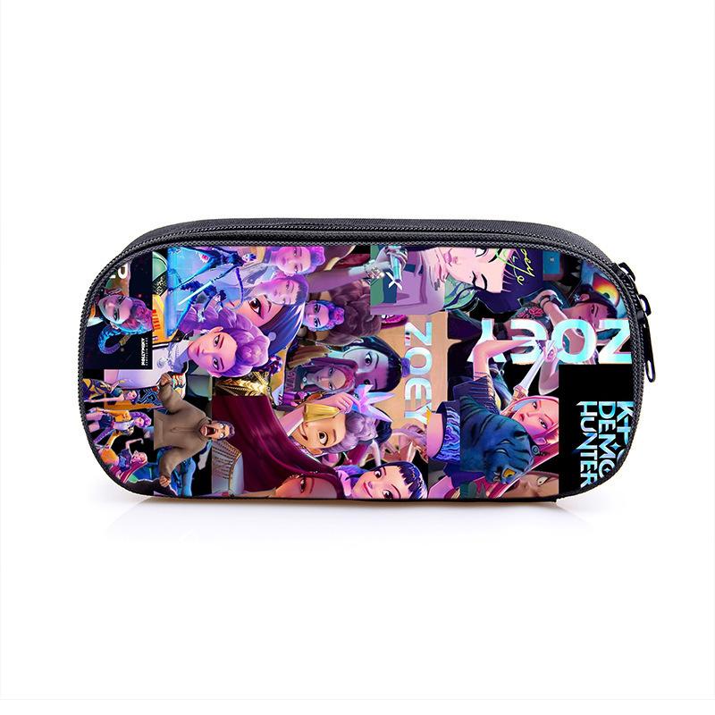 2025 Demon Hunters Cartoon Student Polyester Pencil Bag Secondary Element Stationery Box Fabric Pencil Case Hot