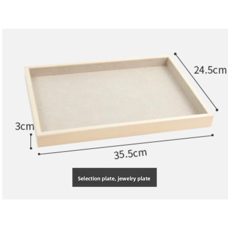 Minimalist natural wood jewelry display tray - stylish ring, necklace, bracelet, watch, and bangle organizer