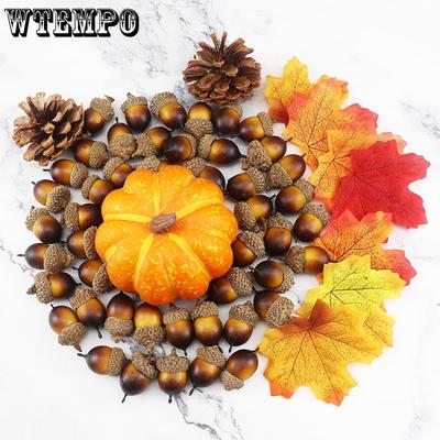 Artificial Acorn Fake Nutty Autumn Ornaments Halloween Christmas New Year Home Kitchen Decorations Wedding Table Centerpiece Photography Props