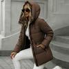 Women's Mid-Length Hooded Puffer Jacket Windproof Warm Cotton Coat For Spring Autumn 0001-666