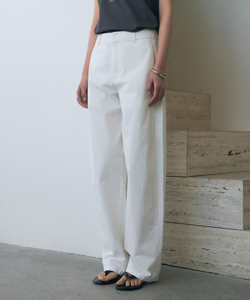 Siyajyu Sipt7204 Light Cotton Curved Pants_Ivory