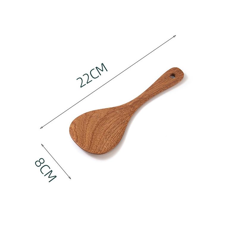 Wooden Spatula Non Stick Cookware Wood Utensils Cooking Long Handle Flat Frying Inclined Spatula Cooking Soup Spoon Rice Spoon