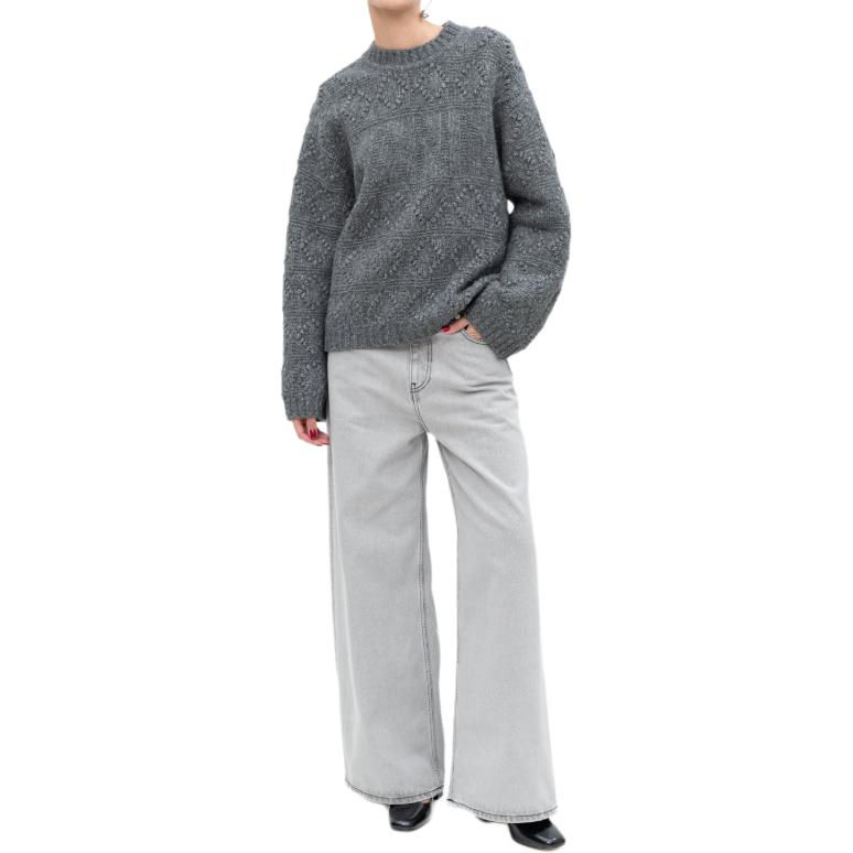 Ganni Loose Fit Drop Shoulder Long Sleeve Sweater Women sweater Gray K2338-252