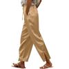 Slacks Casual Womens Satin Loosefit With Elastic Drawstring And Side Slit