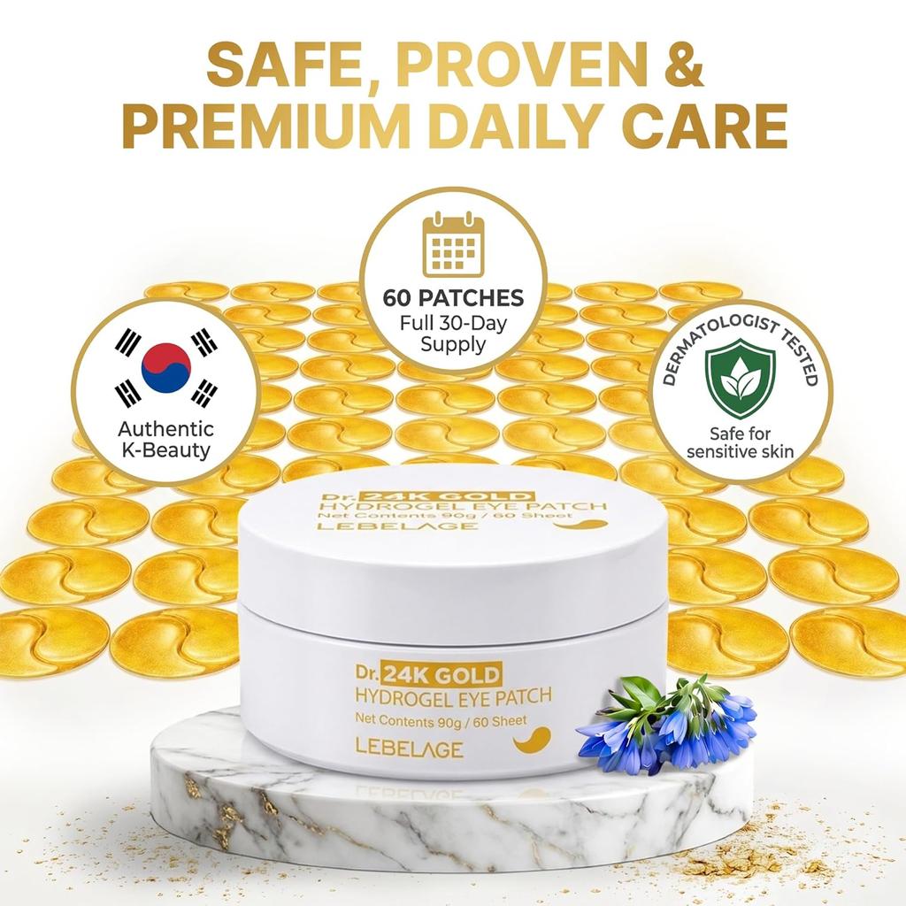 Lebelage Dott. Patch Occhi Idrogel Oro 24K (60 pezzi) - [K-BEAUTY] Illuminante Virale Sotto gli Occhi