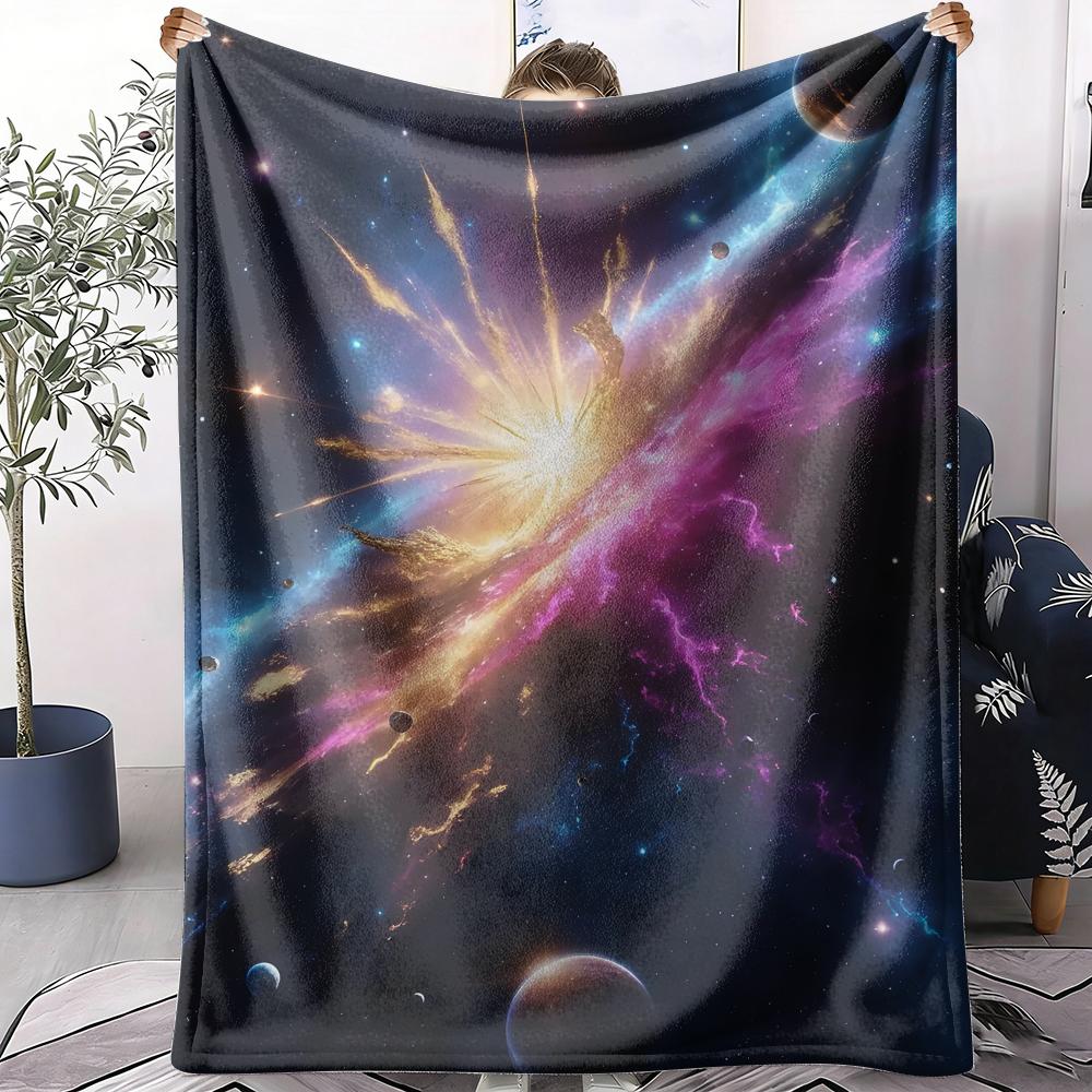Bright Star in Dark Space Throw Soft Flannel AC Blanket Lightweight Summer Nap Throw Cozy  Blanket for Sofa Bed Travel Home
