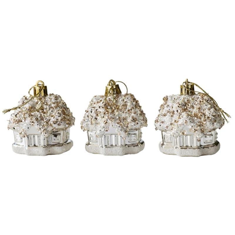 

Electroplated Ball Houses Christmas Tree Decorations Plastic Hanging Pendant For Home Party Holiday Decoration 1