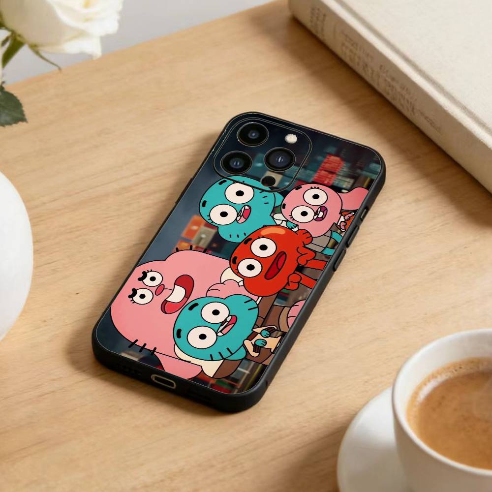 

J-Gumball and Darwin Phone Case For iPhone17,16,15,14,13,12 Plus,Max Soft Silicone Black Cover iPhone11PROMAX