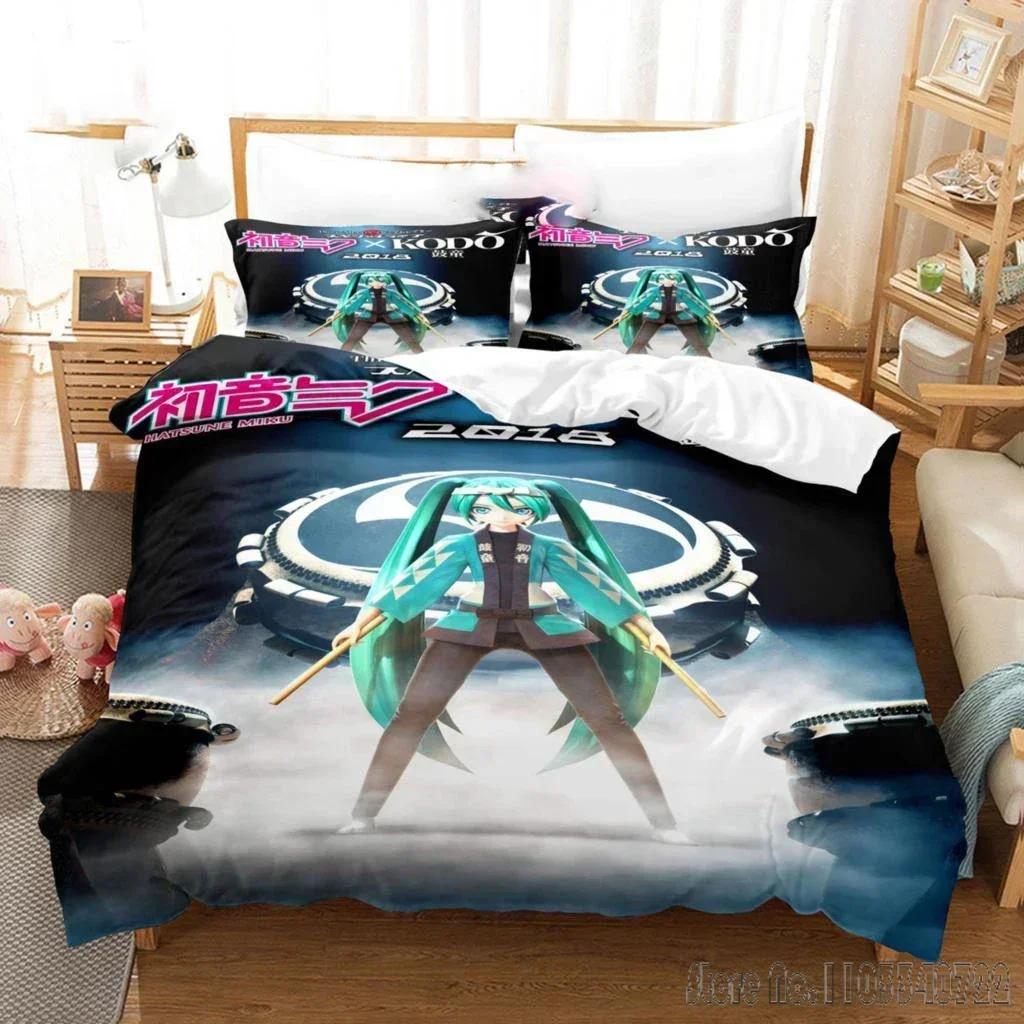 Anime Girls Hatsune Miku Weak Voice Duvet Cover Set HD Comforter Cover for Kids Bedding Sets Bedclothes Bedroom Decor