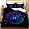Twelve Constellations Duvet Cover Set King Size Mystery Black Background 3D Printed for Kids Teen Adult Polyester Bedding Set