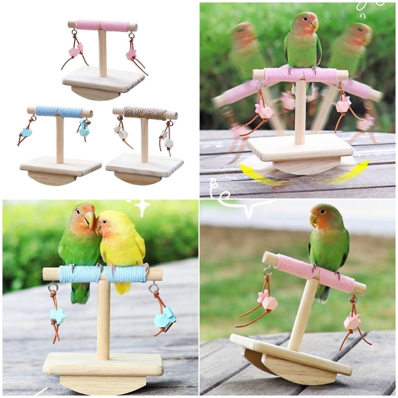 MultiPurpose Bird Activity Perch Toy Wood Rocking Stand Toy For Climbing Chewing And Engagement Play Parrots Exercie Toy