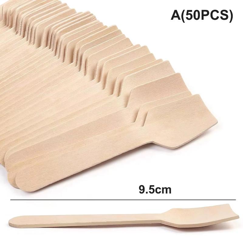 50/100pcs Disposable Wooden Mini Forks Spoons Knives Wooden Tableware Suitable For Parties Camping Banquets Weddings Picnics