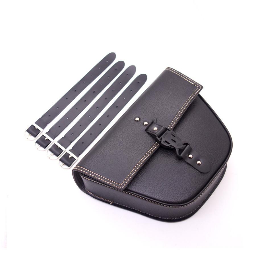 Black Synthetic Leather Motorcycle Side Saddle Bag Luggage For Cafe Racer Custom
