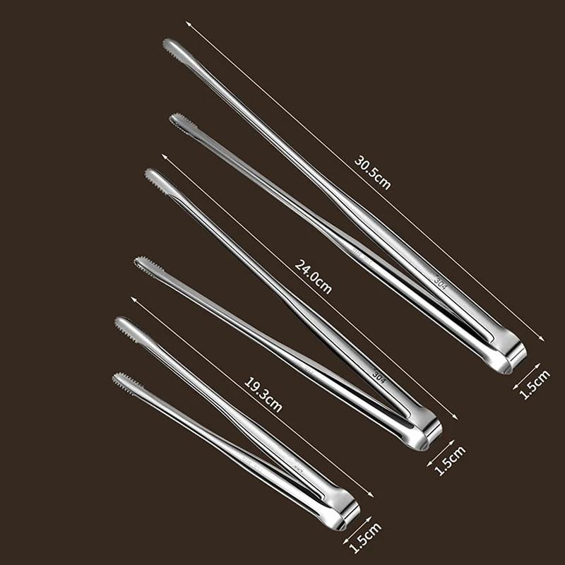 Grill Tongs Stainless Steel Food Tongs For BBQ Cooking Utensils Tongs Silver Non-Slip Tongs Camping Supplies Kitchen Tongs