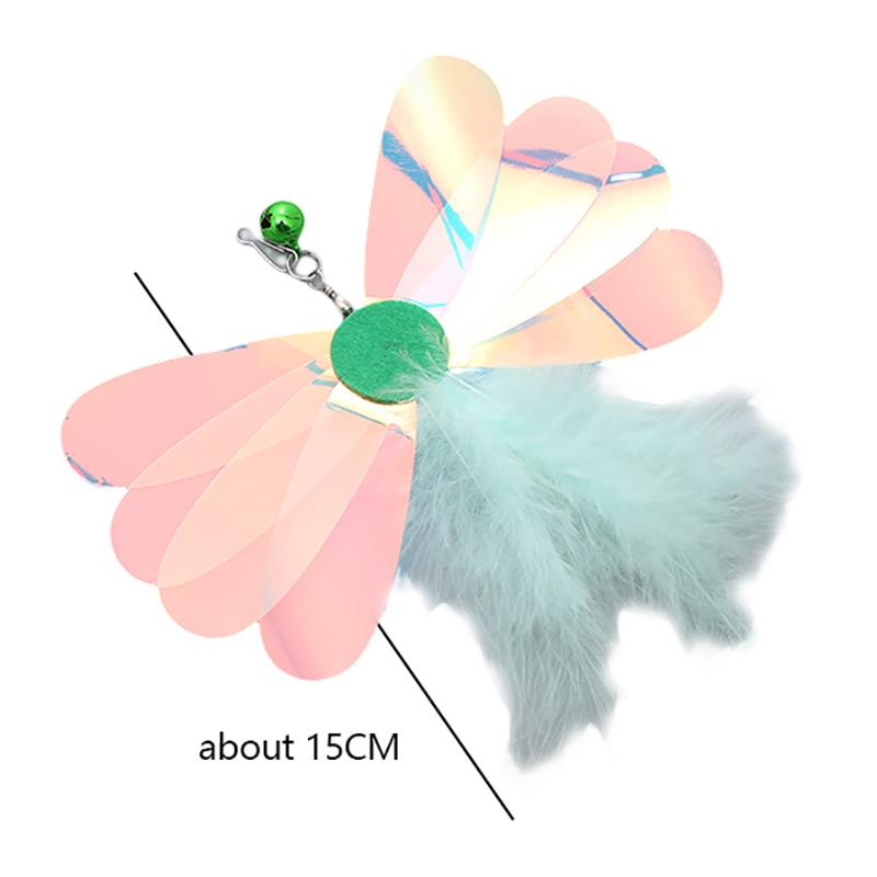 Cat Stick Feather Toys Indoor Cats Pet Toys Feather Replacement Head Cat Sequins Feather Teaser Cat Bell Balls Fuzzy Ball Toys