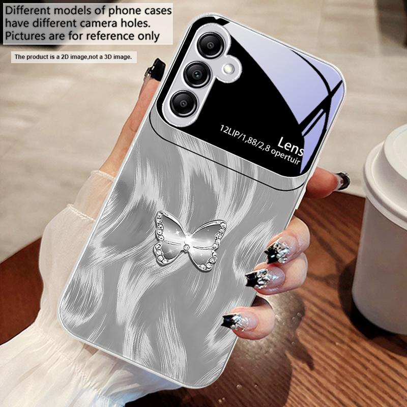 Rosa Diamant Schmetterling Für Samsung A73 72 71 A70 56 55 54 A53 52 51 50 42 A35 A34 33 32 31 26 25 24 23 22 30 Glas Handyhülle