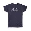 Geschenk-T-Shirt : Aruba Kursivschrift Tropischer Strand Reise Souvenir