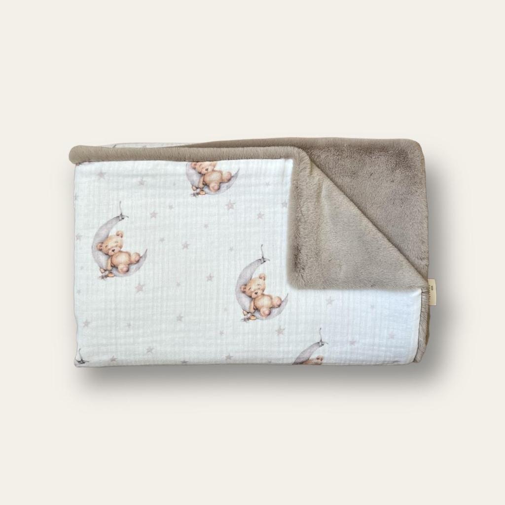 Muslin Baby Blanket with Eco Fur
