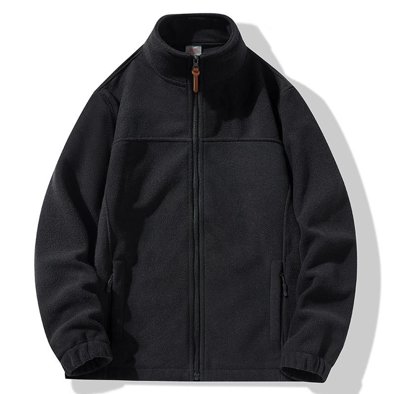 Men's Plus Size Versatile Winter Fleece Jacket with Stand-Up Collar and Windproof Design