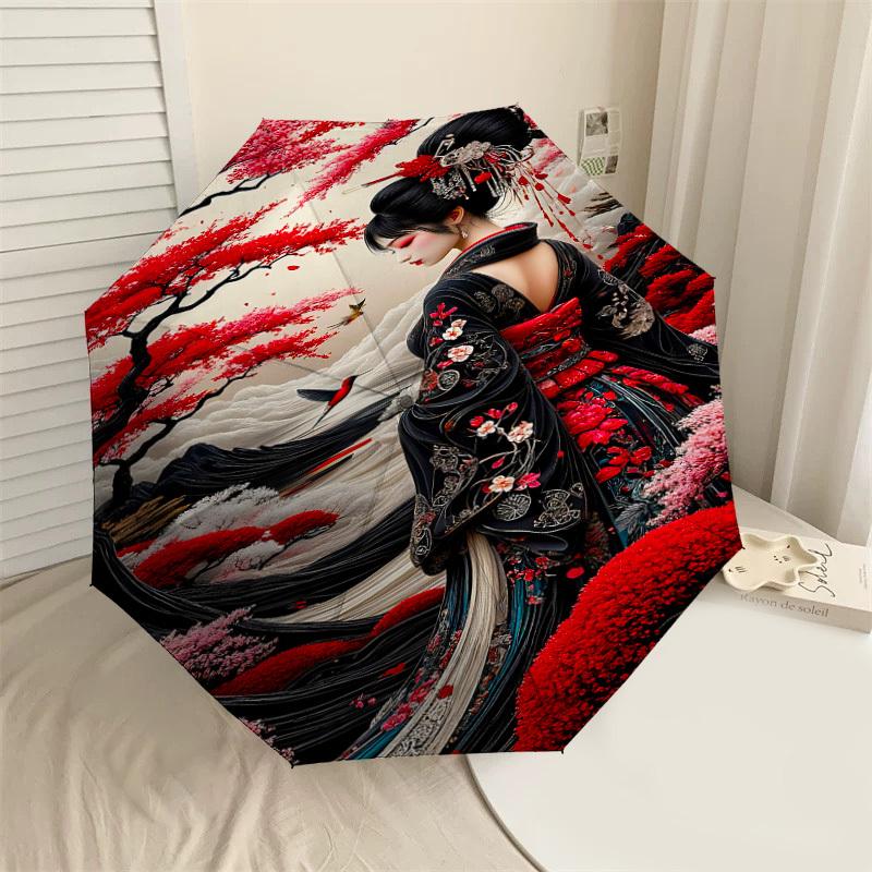

1PC Cherry Blossoms Flowers Umbrella-8-Rib Reinforced, Automatic Open, Lightweight & Durable, Cute Fashion Accessory for Outdoor-W156