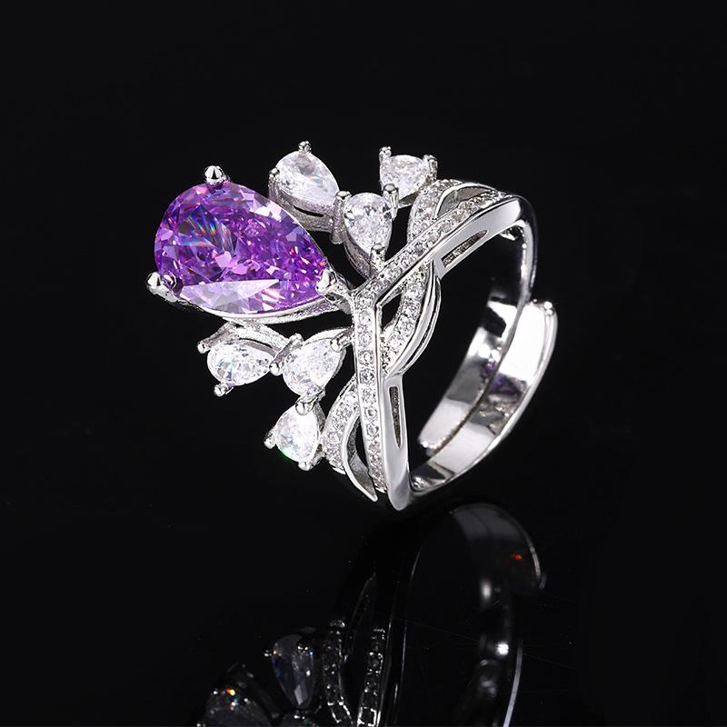 Jewelry Copper Bottom Gold-Plated Simulation High Carbon Diamond Ice Cut Design Crown Ring Women 8 * 12