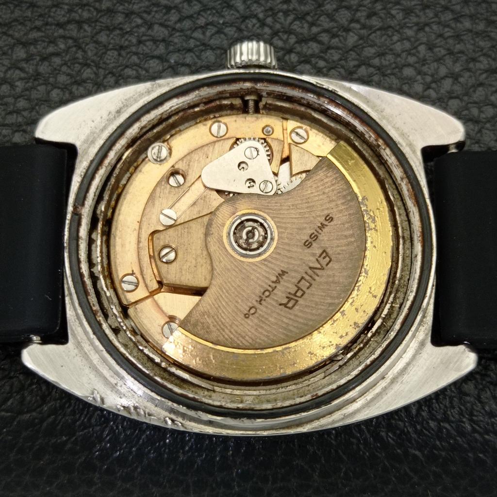 USED MENS ENICAR AUTOMATIC 167 SWISS DAY&DATE WHITE COLOR DIAL WATCH A432176-2 R110-a432176