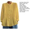 Women Shirt Pure Color Stand Collar Long Sleeve Single-Breasted Button Casual Tops Work