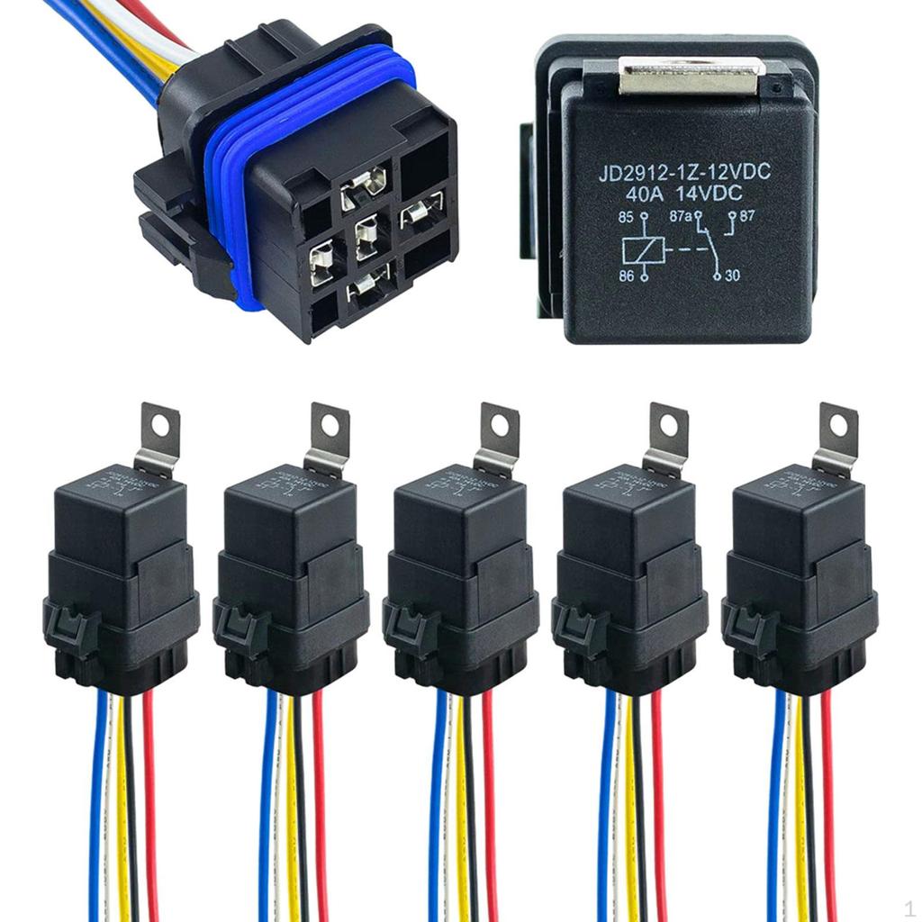 5 Pieces Waterproof Relay with Harness Automotive Accessories Easy Installation Replacement
