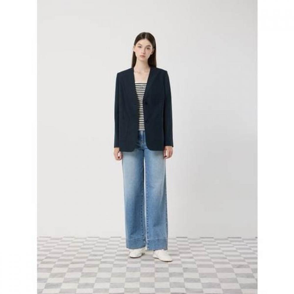 Cc Collect Linen Blend Collarless Jacket C252msf032