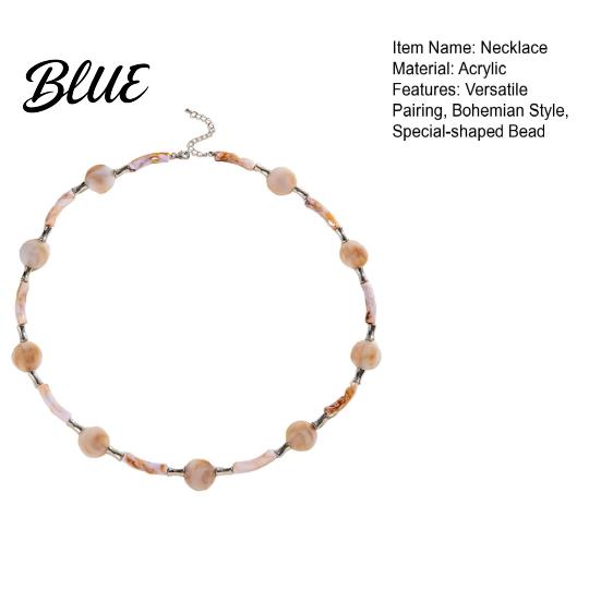 Handcrafted Bead Necklace for Women Bohemian Special-Shaped Beads Beach Special-shaped
